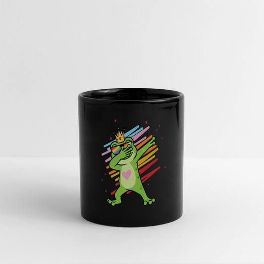 
“LGBTQ+ statement mug with dabbing frog, crown, rainbow sunglasses, and heart. Pride drinkware for activists and allies.”
